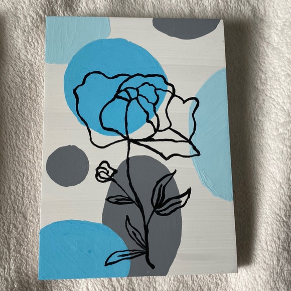 Hand Crafted Other - Flower painting on a wooden canvas